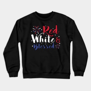 Womens Red White & Blessed Shirt 4th of July Cute Patriotic Crewneck Sweatshirt